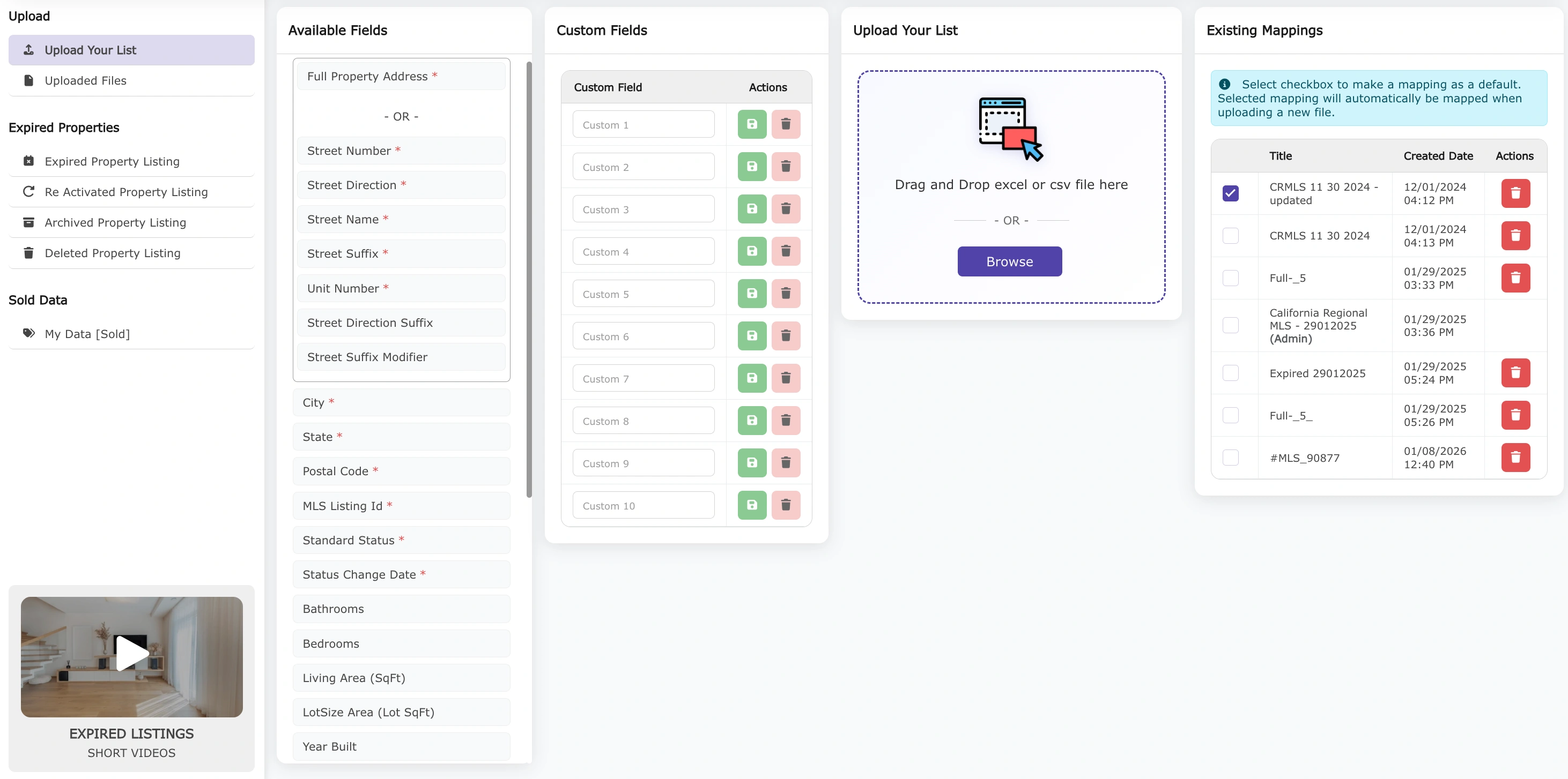 Expired Listings Upload Your Files